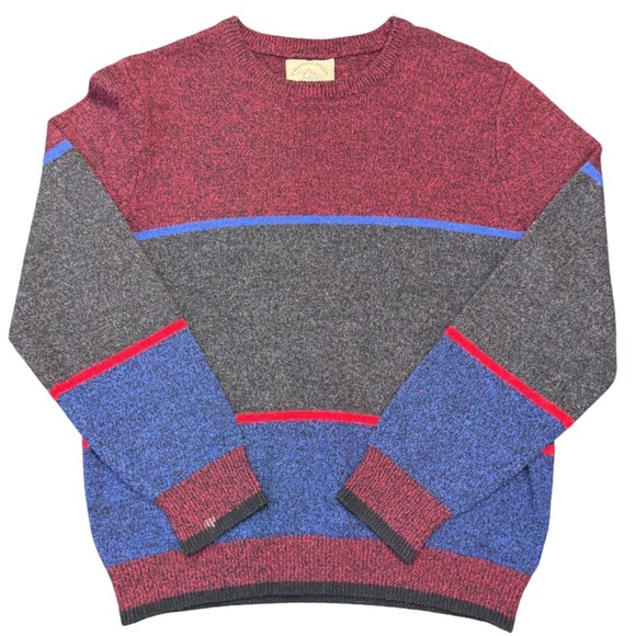 O'HANLON MILLS Other - O'Hanlon Mills Mens‎ XL Geometric Colorblock Knit Sweater Burgundy Gray Blue Red